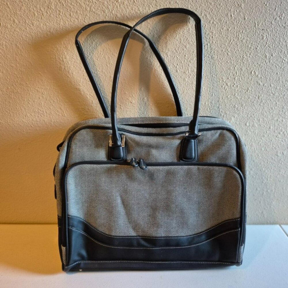 Mobile Edge Herringbone and Leather Laptop Bag with SO MANY POCKETS!
